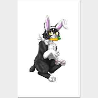 Bobtail BunnyCat: Tuxedo Bicolor (White) Posters and Art